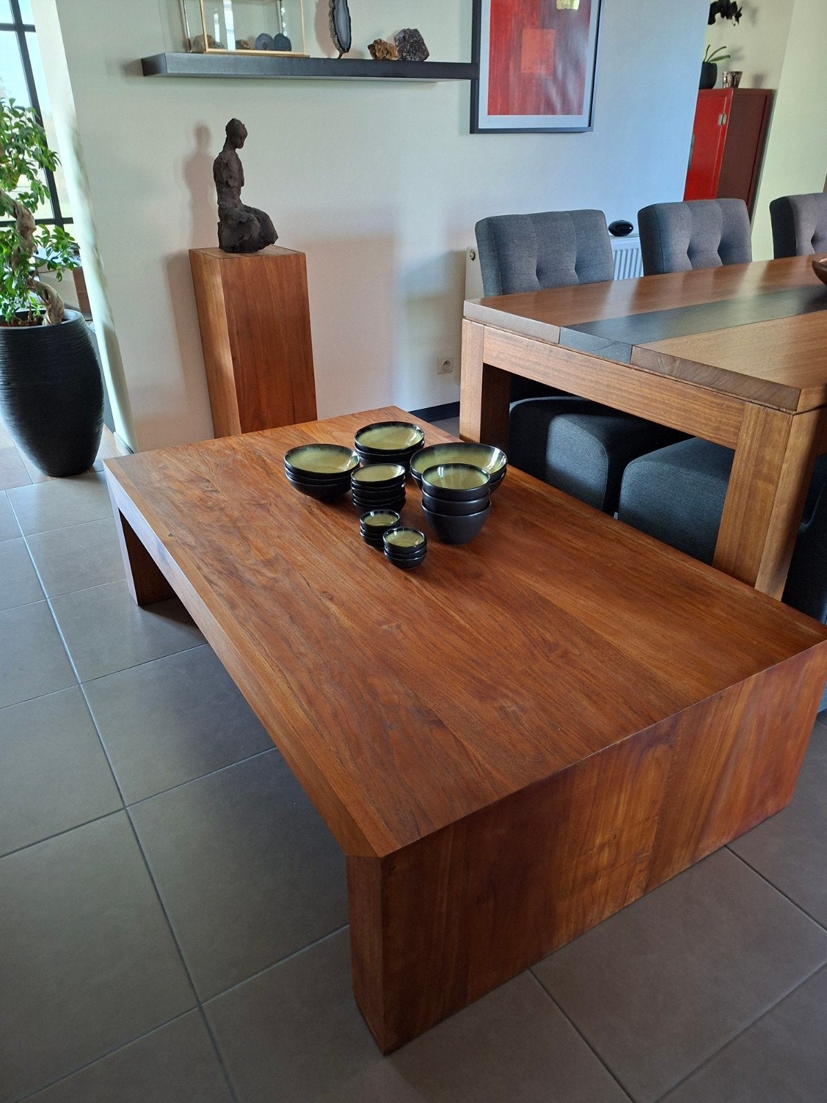 Table basse en teck 150x89x40cm, Teck, 150 à 200 cm, Enlèvement, Utilisé