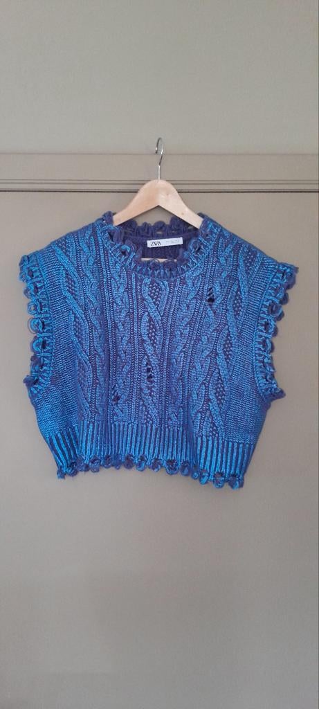 Korte Gilet Zara L blauw metalic, Kleding | Dames, Bodywarmers, Ophalen of Verzenden, Blauw