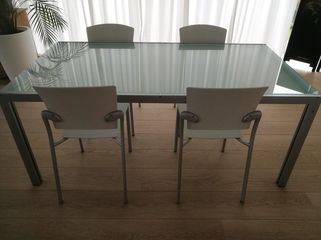 tafel met 4 stoelen, Huis en Inrichting, Ophalen, Gebruikt, Vijf personen of meer, Glas