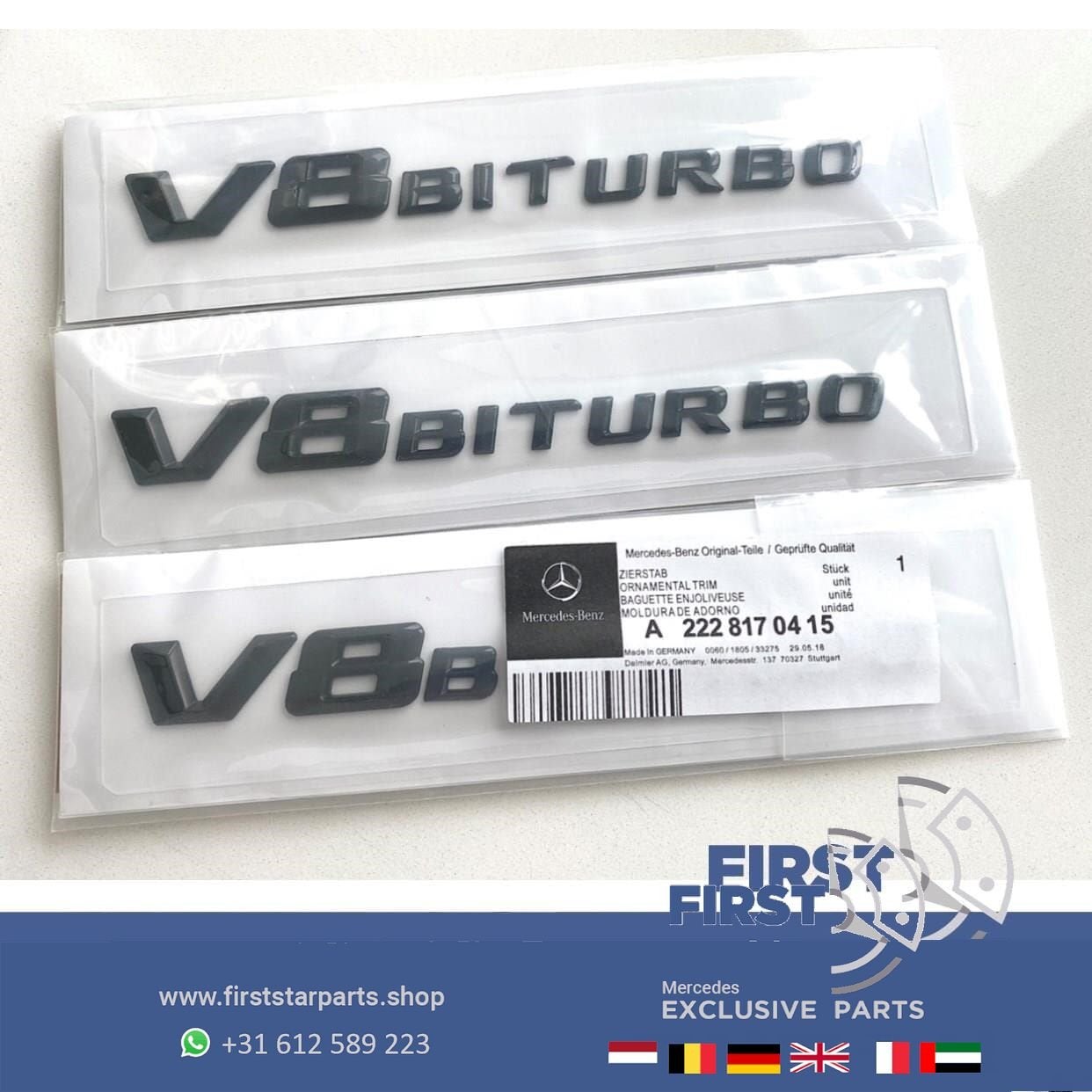 V8 BITURBO zijscherm EMBLEEM LOGO BADGE Mercedes BI TURBO 63, Utilisé, -, Avant, -