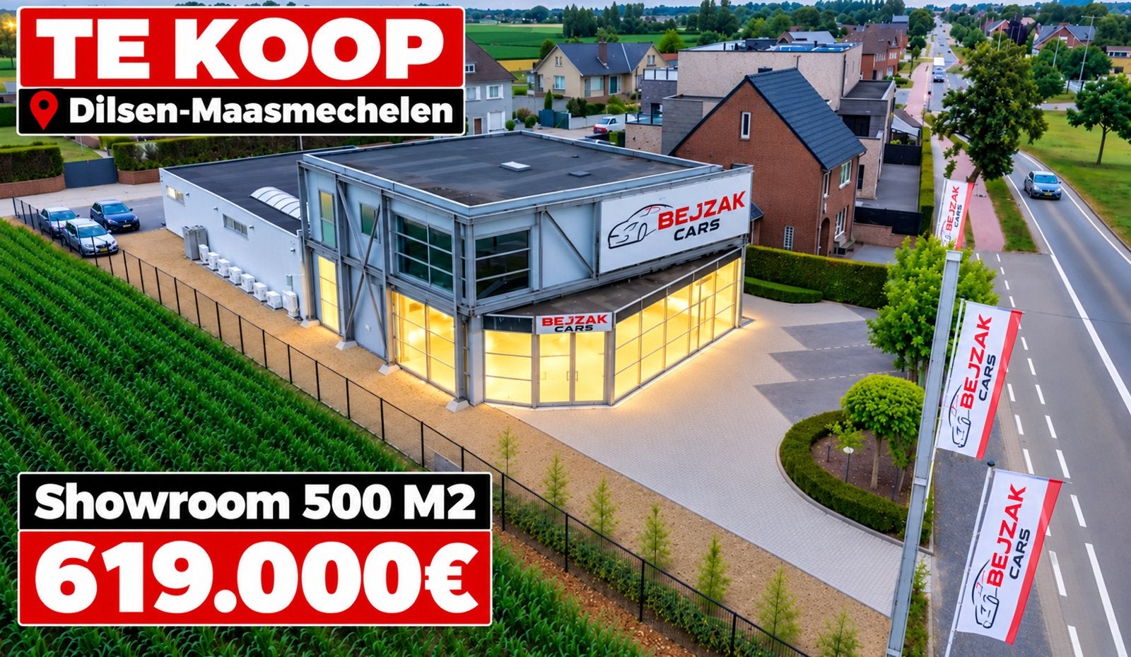 Garage met showroom 500 m²  Parceel 1.130 m²  + Kantoren, Maasmechelen