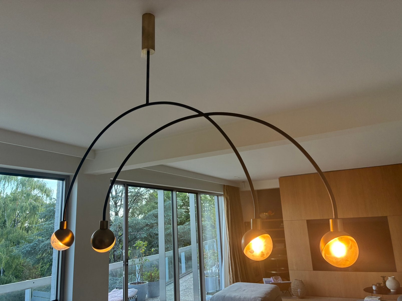 Lustre design moderne, Maison & Meubles, Lampes | Lustres, Comme neuf, Verre, Métal, Enlèvement