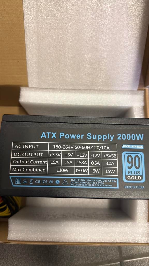 2000W ATX Mining Power Supply – 90 Plus Gold – Nieuw, Games en Spelcomputers, Games | Pc, Zo goed als nieuw, Ophalen of Verzenden