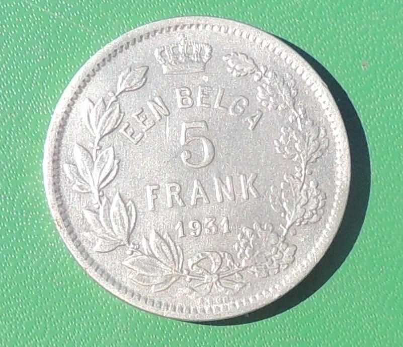 1931 5 FRANK PB, Verzenden, Metaal, Losse munt