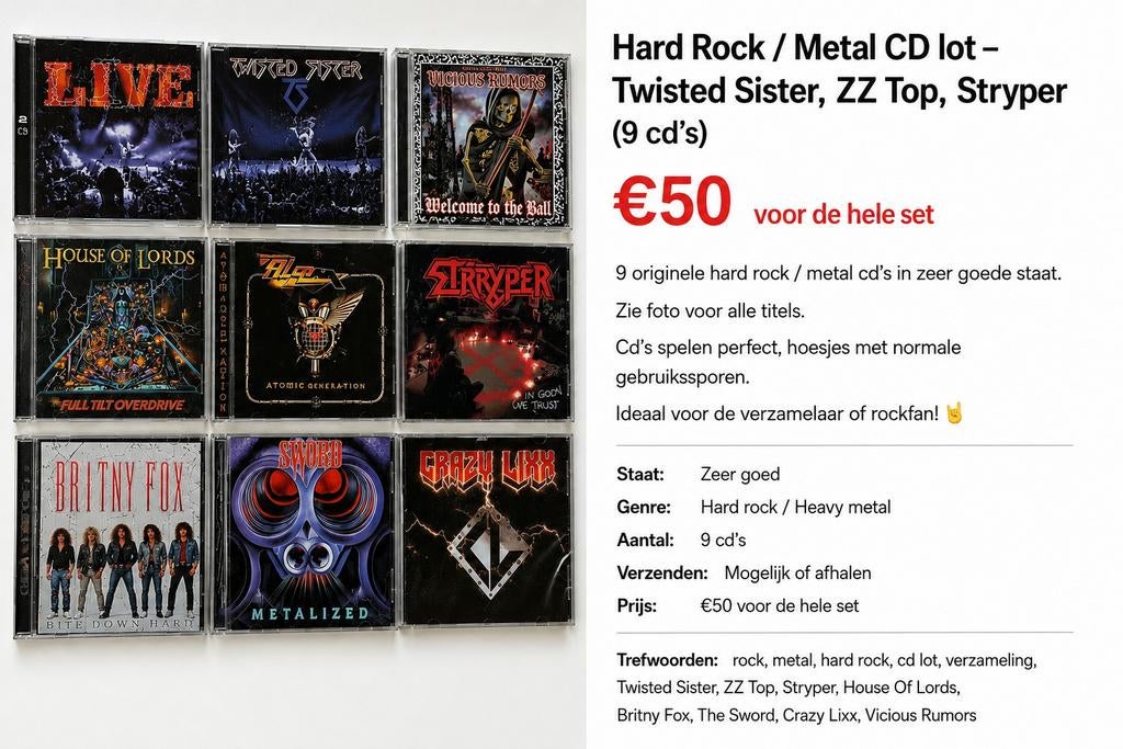 Collection de CD Hard Rock/Metal, lot de 9 pièces, CD & DVD, Enlèvement ou Envoi