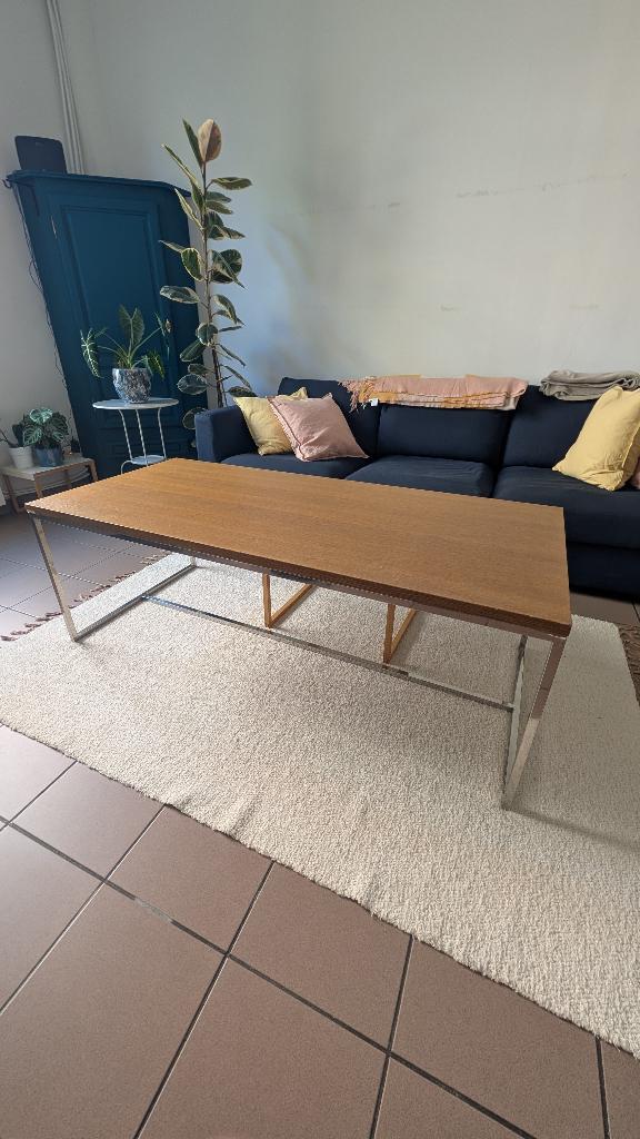Midcentury Salontafel - hout & chroom, Huis en Inrichting, Tafels | Salontafels, Ophalen, Teakhout, 50 tot 75 cm, 50 tot 100 cm
