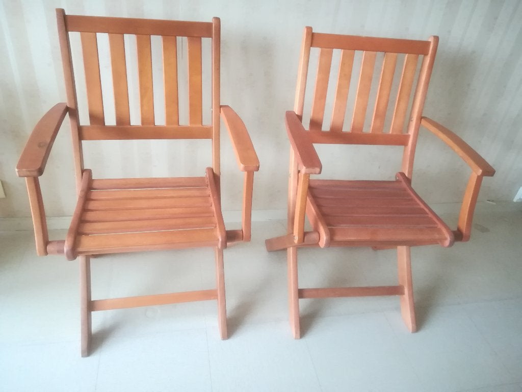 Lot de 2 fauteuils de jardin pliants en bois d'acacia, Jardin & Terrasse, Enlèvement, Utilisé, Bois, Pliant