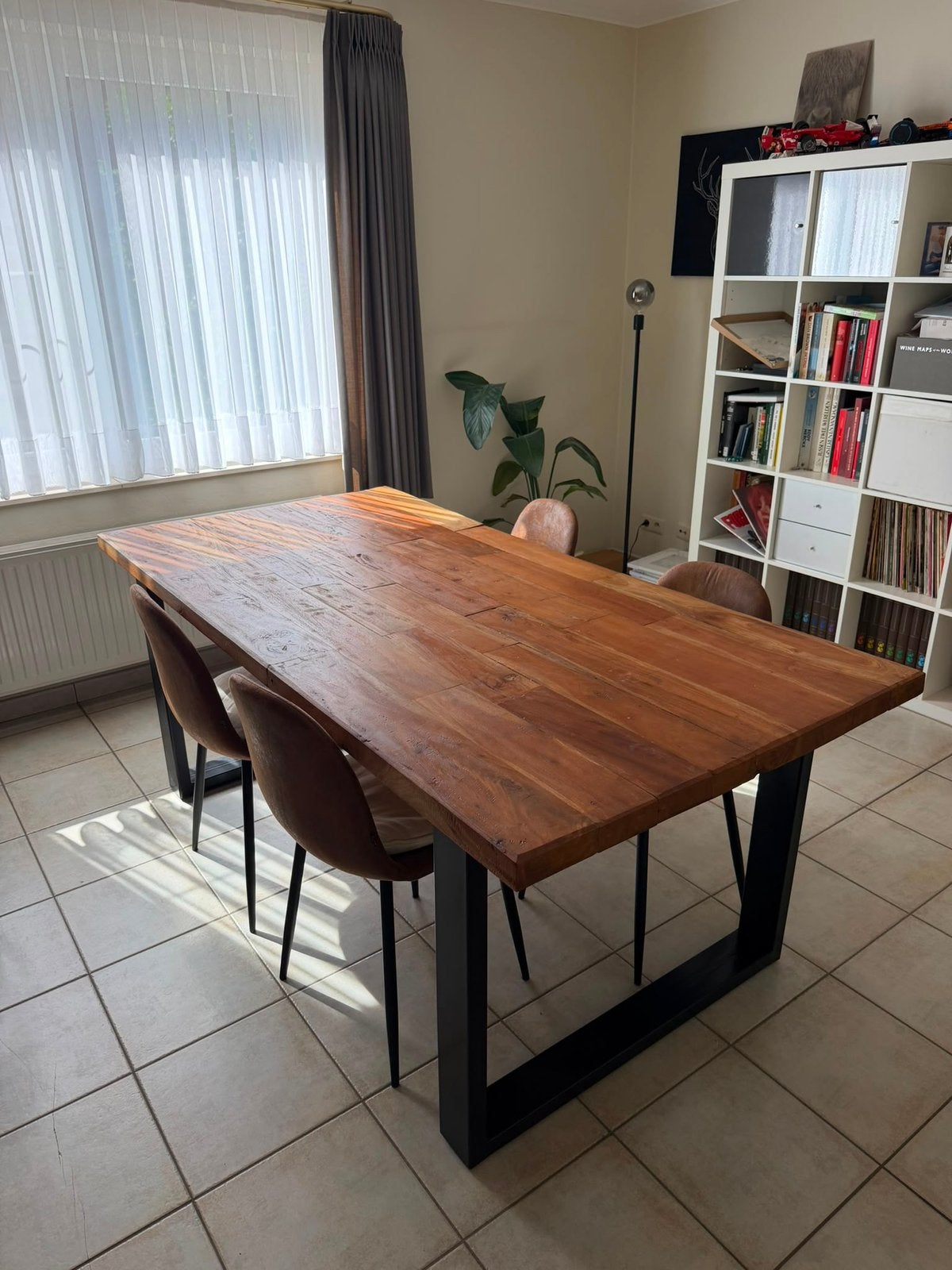 Eettafel + 4 stoelen, Huis en Inrichting, Tafels | Eettafels, Ophalen, Gebruikt, 50 tot 100 cm, 150 tot 200 cm