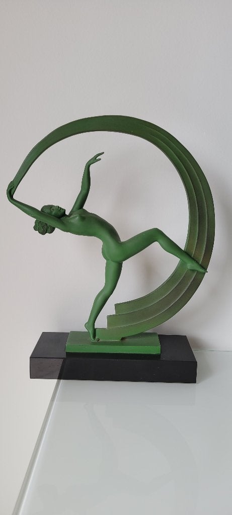 MAX LE VERRIER, Janle - BACCHANALE Régule, marmer - 1930, Art deco, Ophalen of Verzenden, 20 - 50 cm, Beeld
