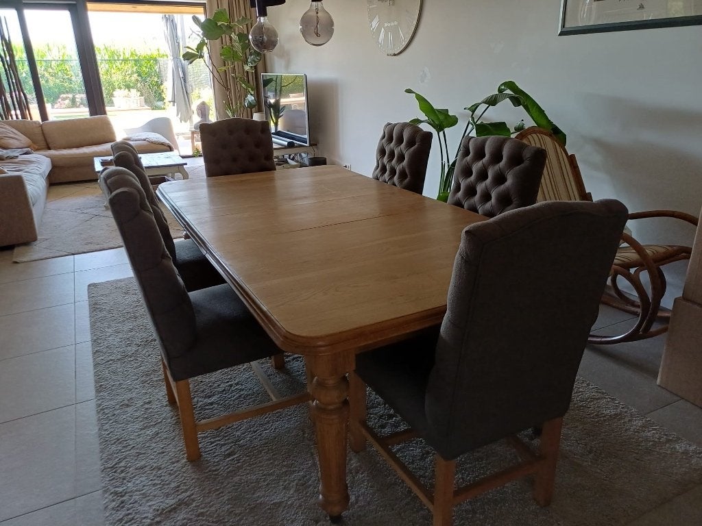 Meubels, Huis en Inrichting, Tafels | Eettafels, Gebruikt, 100 tot 150 cm, Vijf personen of meer, Rechthoekig, Eikenhout, Ophalen