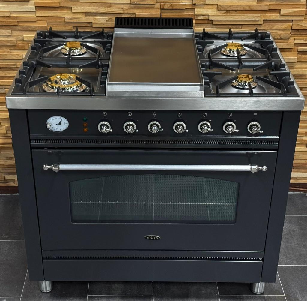 🔥Luxe Boretti Fornuis 90cm antraciet + rvs 1 oven frytop, Elektronische apparatuur, Fornuizen, Ophalen, 60 cm of meer, Zo goed als nieuw