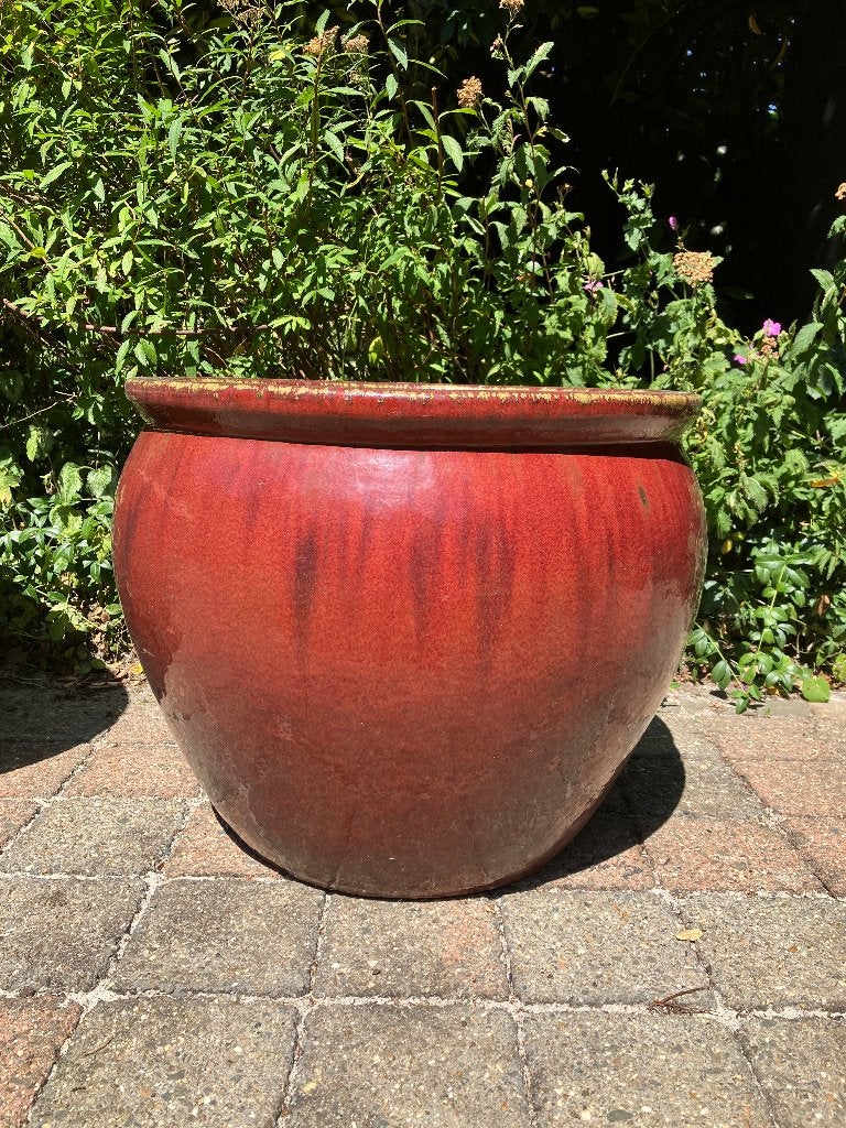 Rood Bordeaux geglazuurde bloempot, Tuin en Terras, Bloempotten, Ophalen, Binnen