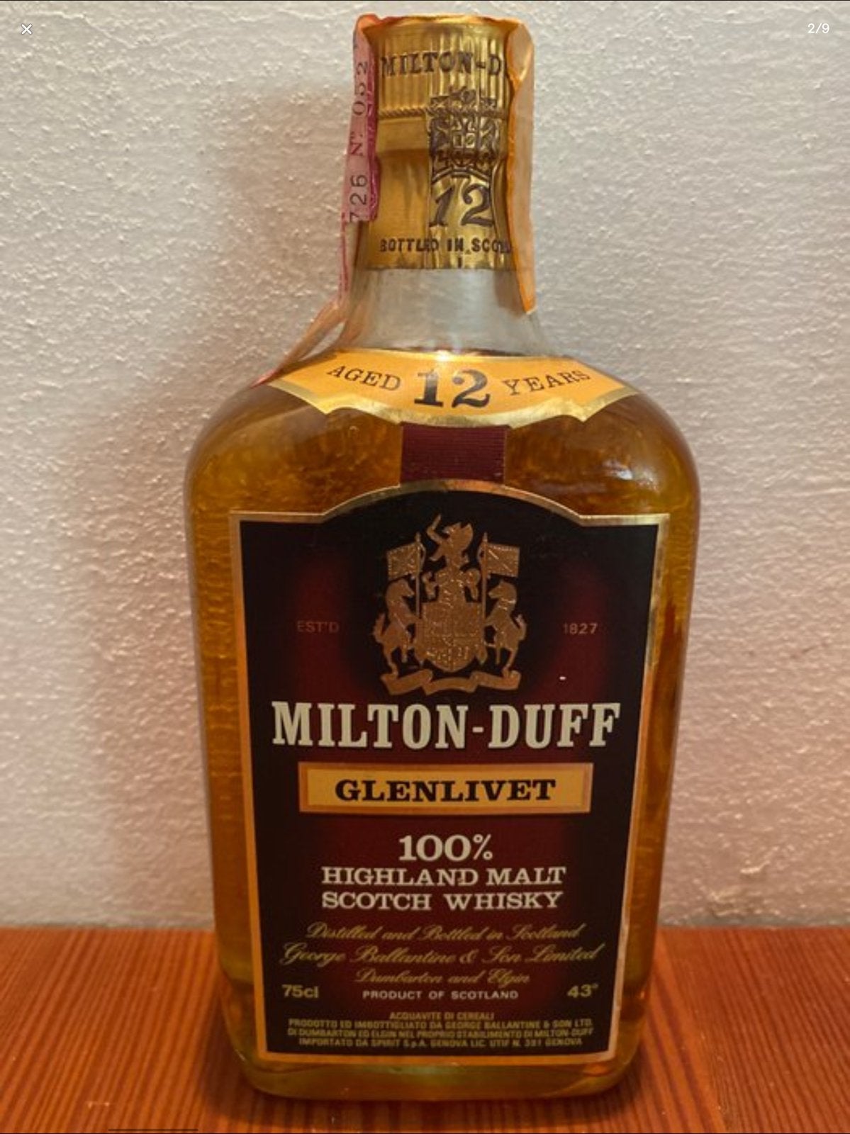 Miltonduff 12yo - b. Jaren 1970 - 75cl, Verzamelen, Ophalen of Verzenden, Zo goed als nieuw, Vol