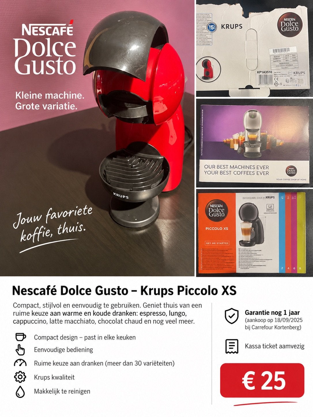 Machine à café Dolce Gusto Piccolo XS, Enlèvement, Comme neuf