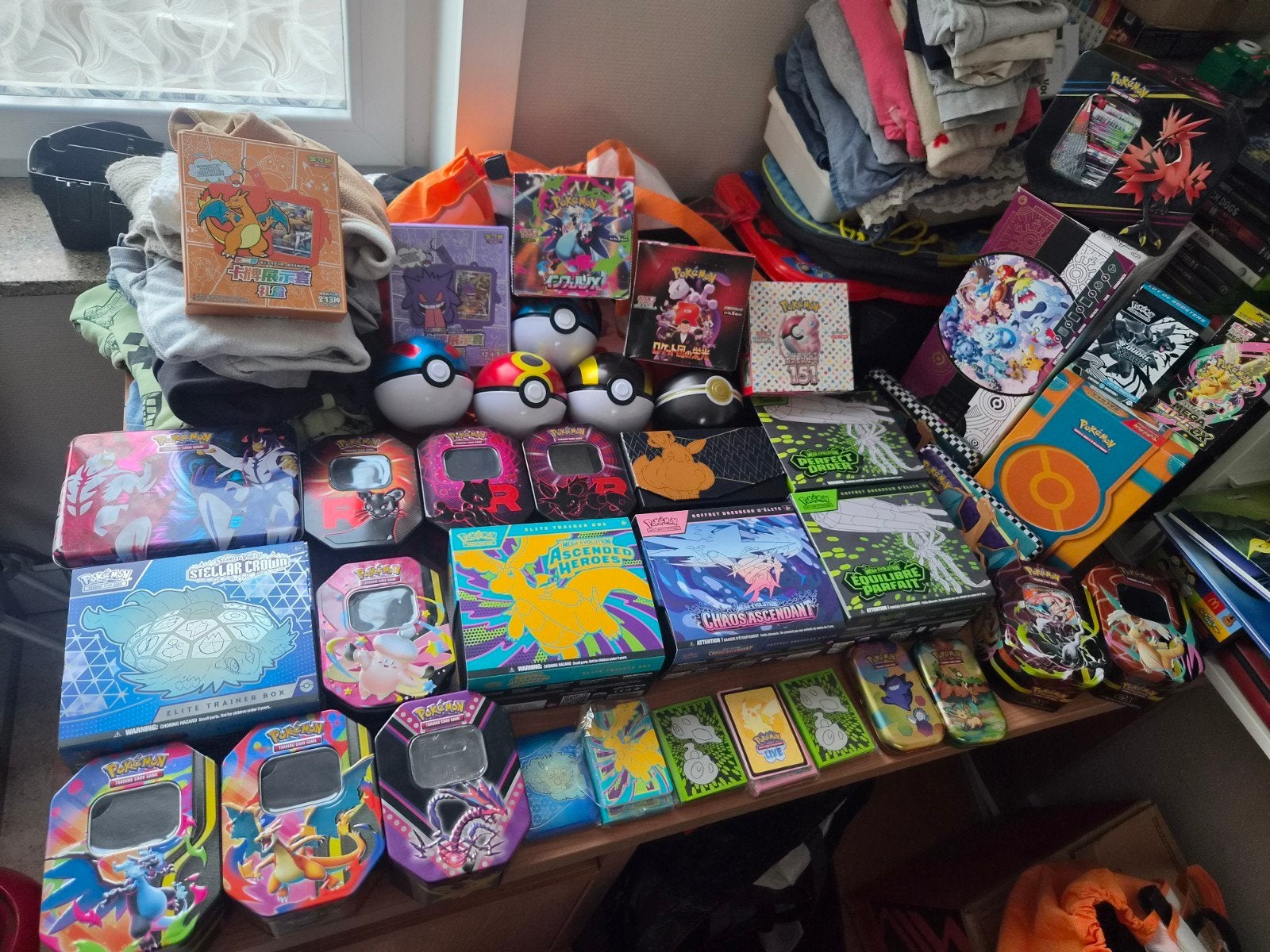 GROS LOT COLLECTION POKÉMON – CARTES + BINDER + ETB + TI, Hobby en Vrije tijd, Ophalen of Verzenden, Meerdere kaarten