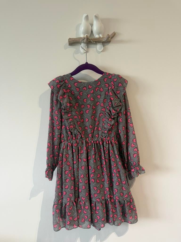 Grijze Mayoral jurk hartjes maat 5jaar, Verzenden, Zo goed als nieuw, Meisje, Jurk of Rok