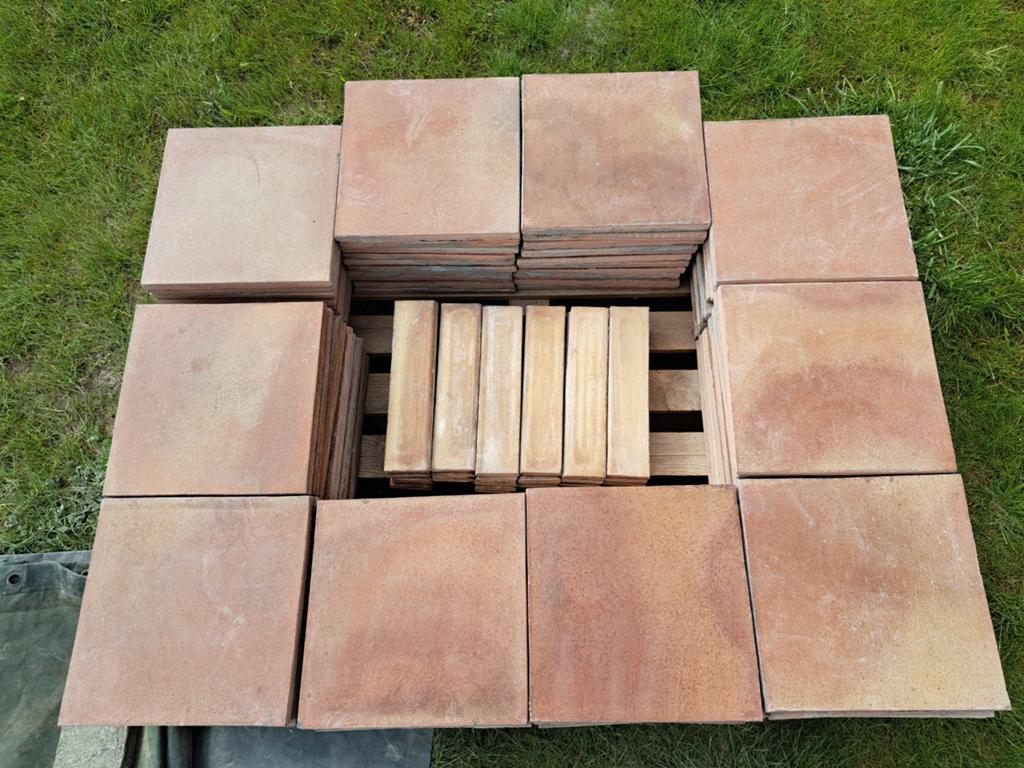 Tuiles en terre cuite polie récupérée 30x30x2,3 cm, Bricolage & Construction, Planches & Dalles, Enlèvement