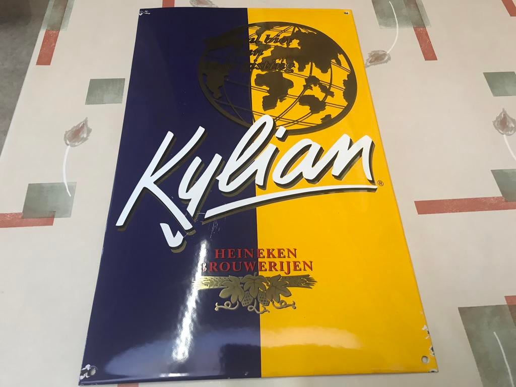 Panneau publicitaire en émail Kylian Heineken, Enlèvement ou Envoi, Utilisé, Panneau publicitaire