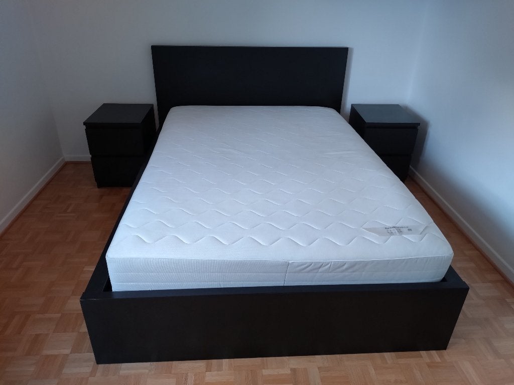 Lit IKEA MALM noir 140x200 a vendre, 140 cm, Enlèvement, Utilisé, Ikea MALM - Moderne