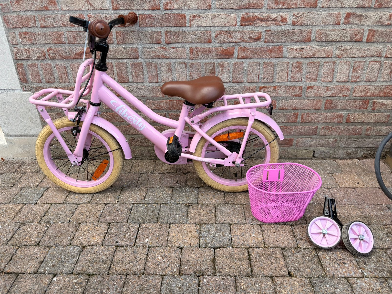 Liberty kinderfiets 14 inch roze, Ophalen, Gebruikt, Minder dan 16 inch