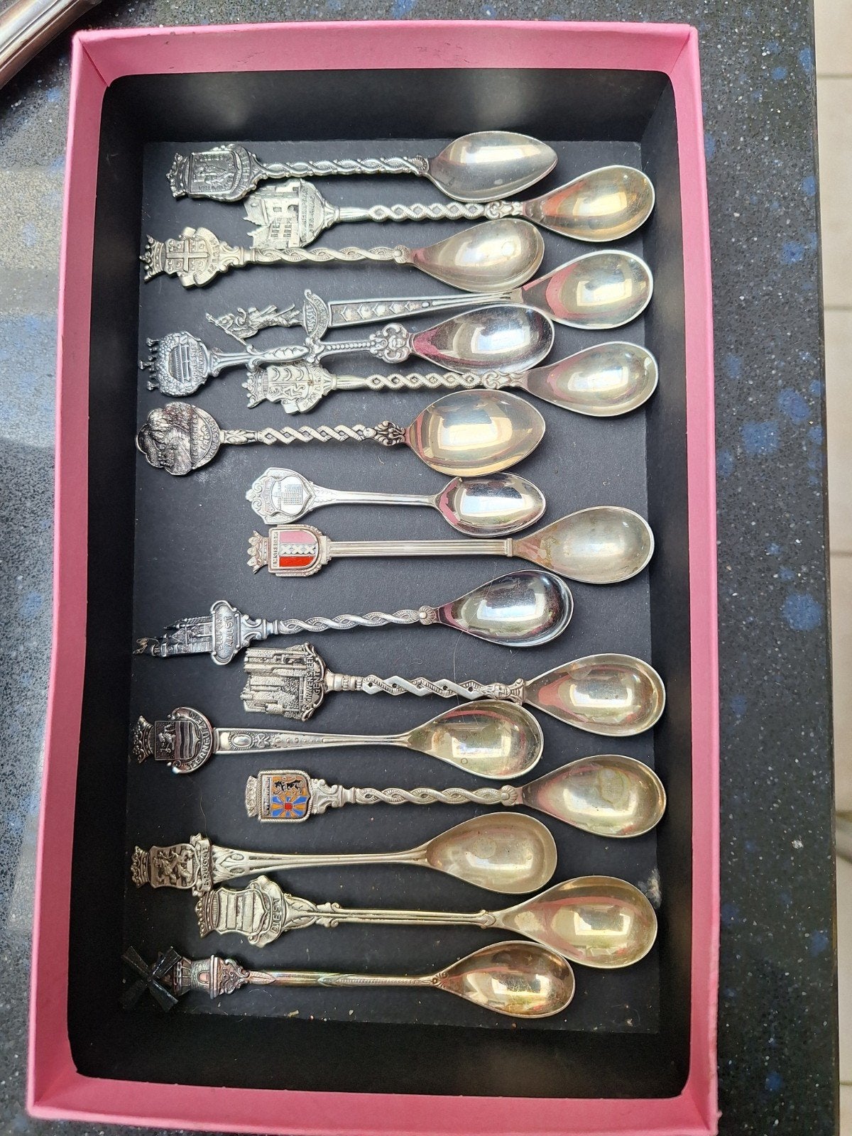 lot van verzilverde vintage souvenir lepeltjes, Ophalen of Verzenden