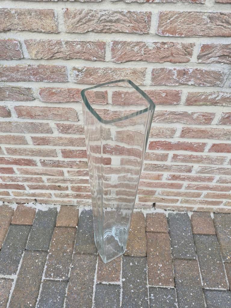 grote transparante vierkante glazen vaas, Huis en Inrichting, Ophalen, Glas