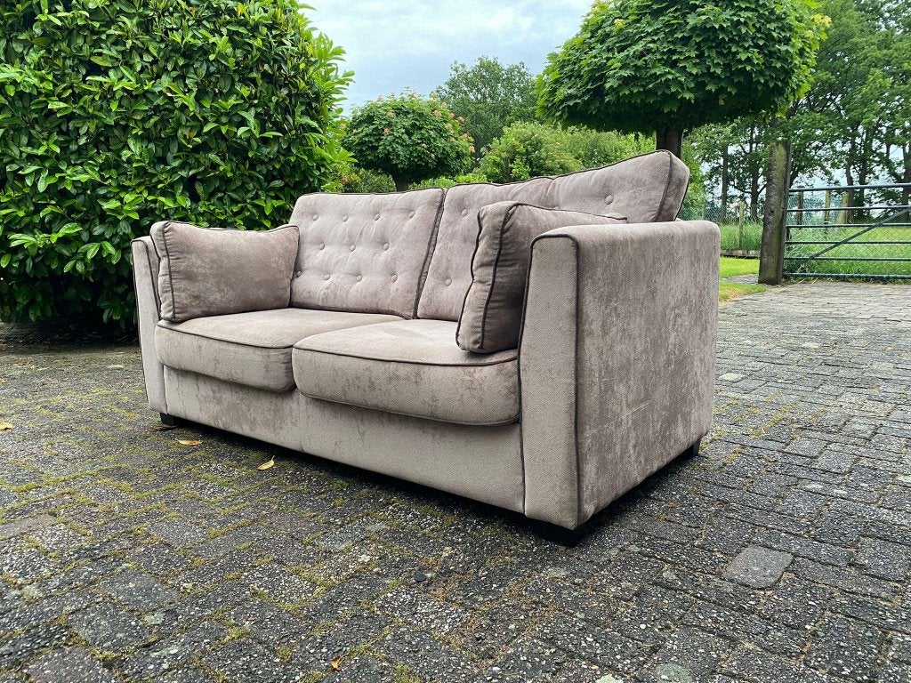 Magnifique ensemble canapé/canapé en tissu beige/taupe, Enlèvement ou Envoi, Comme neuf, 125 cm ou plus, 75 à 100 cm