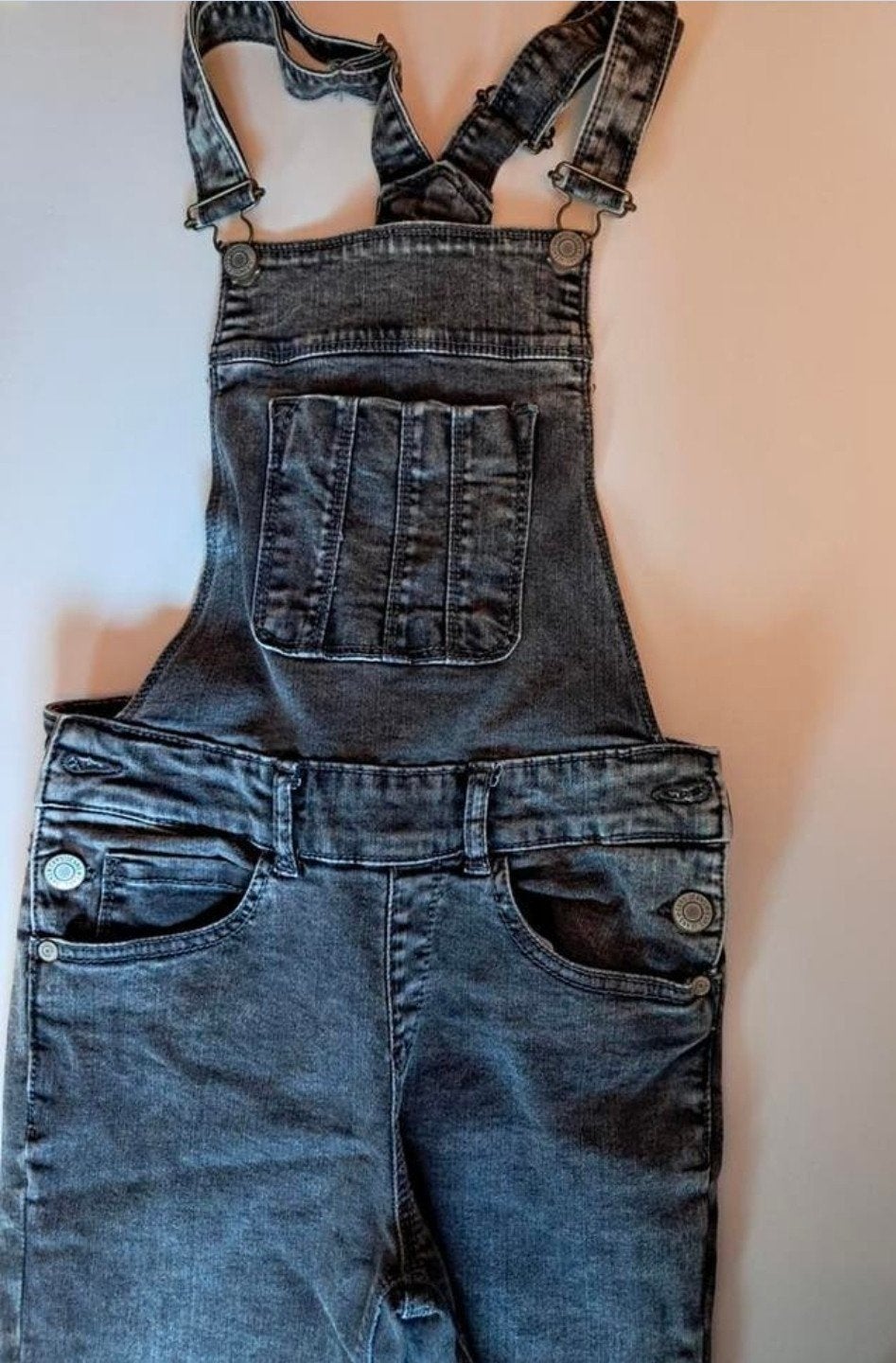 Salopette/salopette en jean gris — taille 152 (12 ans), Enlèvement ou Envoi, Gris