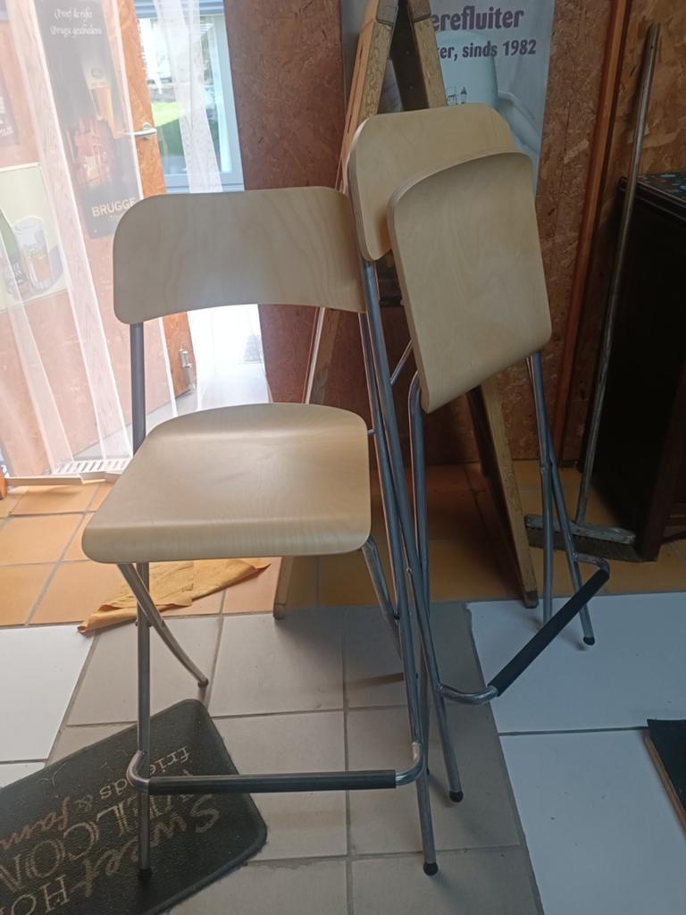 3 Ikea Barkrukken, Maison & Meubles, Tabourets de bar, Comme neuf, 60 à 90 cm, Bois, Métal, 3 tabourets, Avec repose-pieds, Enlèvement