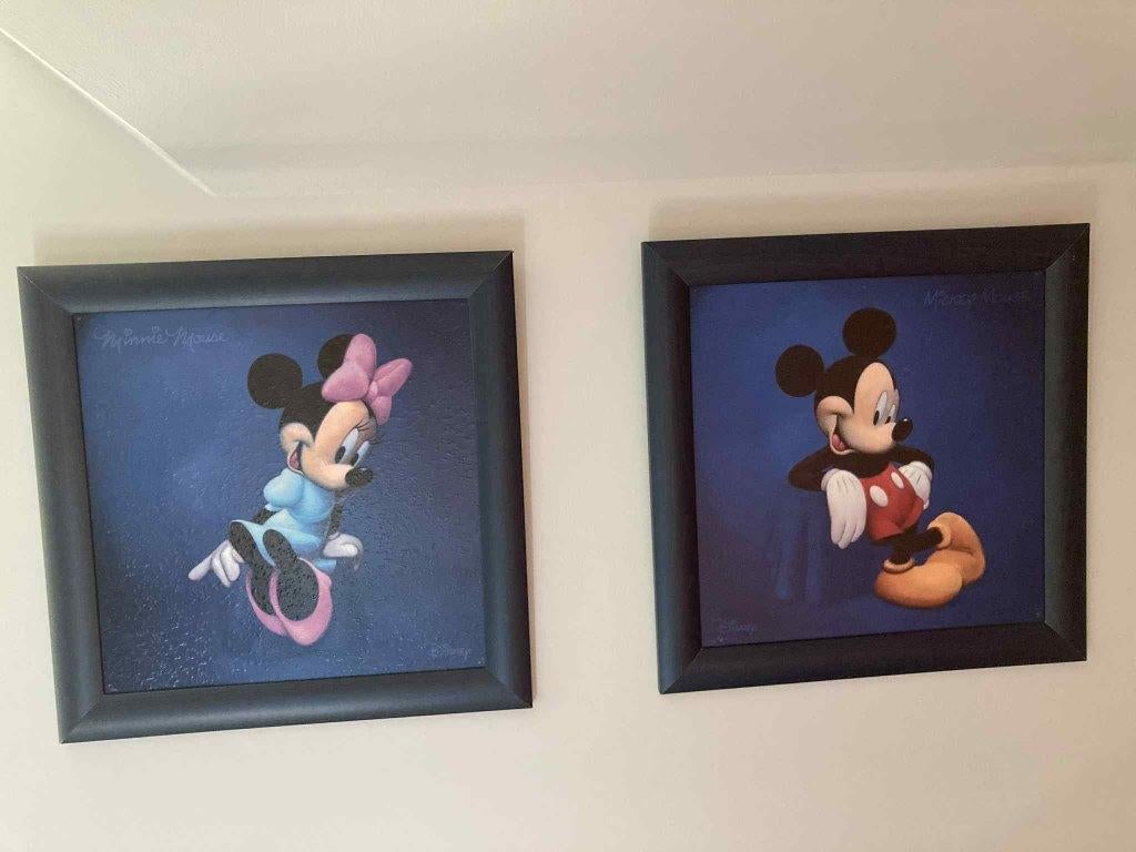 2 kaders Mickey en Minnie Mouse, Verzamelen, Ophalen, Mickey Mouse, Zo goed als nieuw, Plaatje of Poster