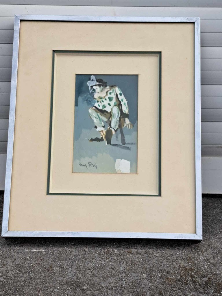 aquarelle arlequin signe eugene de bie, Antiquités & Art, Enlèvement ou Envoi, Aquarelle