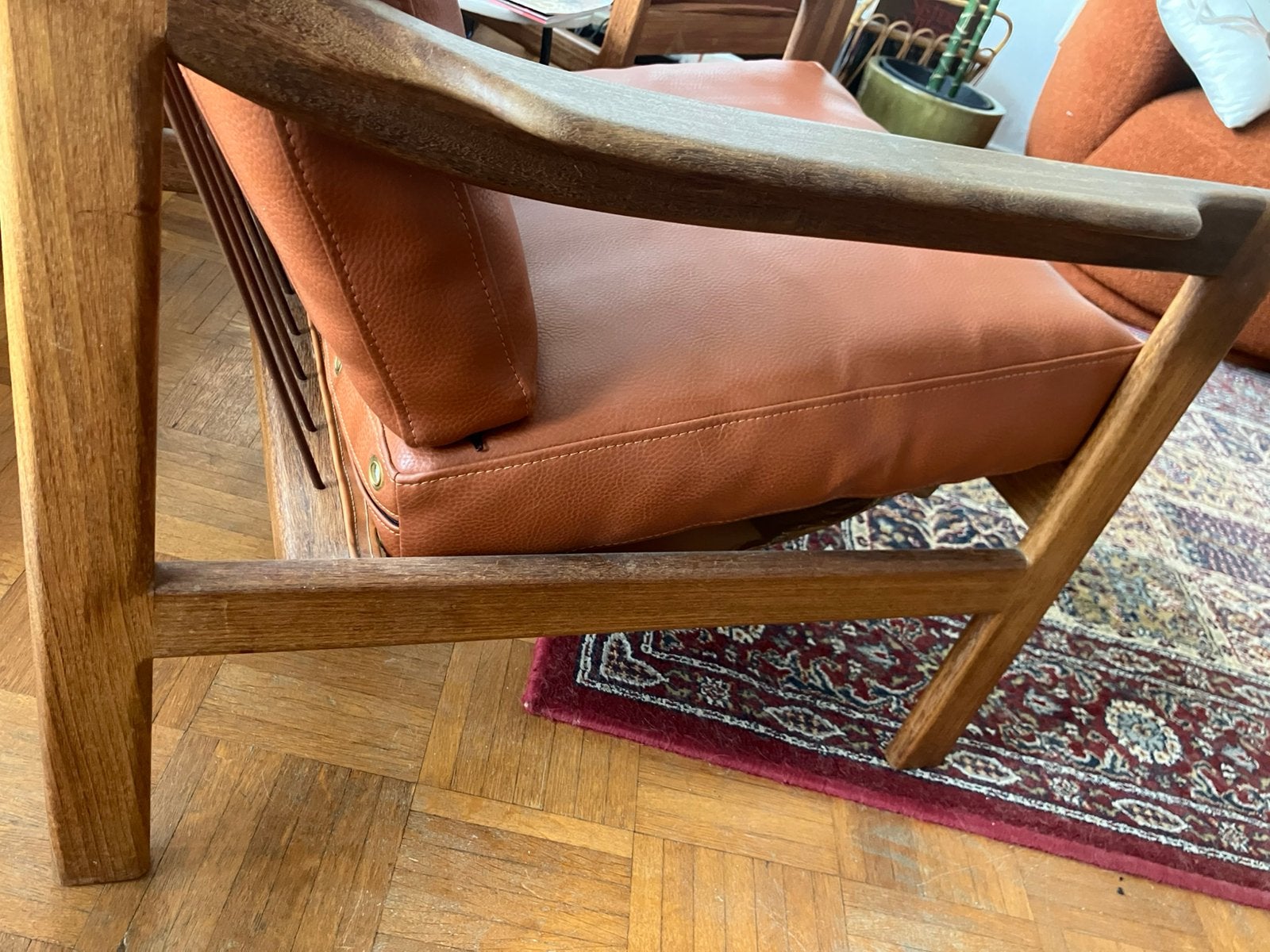 2 fauteuils design vintage scandinave|teck et cuir|60-'70, Enlèvement