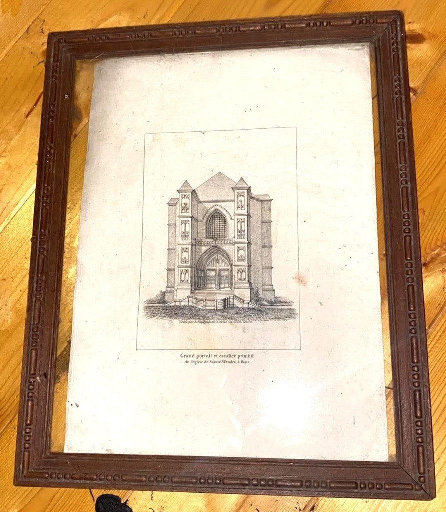 Ancienne litho de l'eglise sainte-Waudru à Mons, Enlèvement ou Envoi