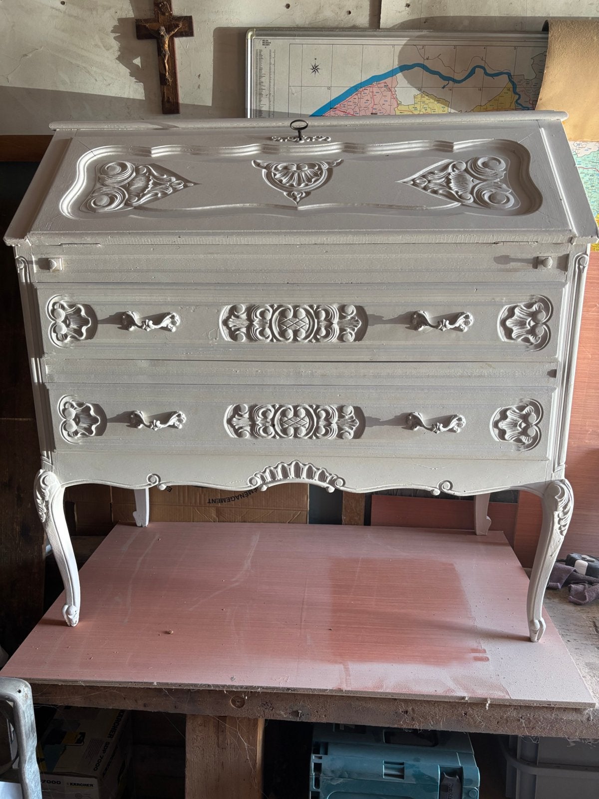 Kleine vintage secretaresse, Huis en Inrichting, Ophalen, Gebruikt