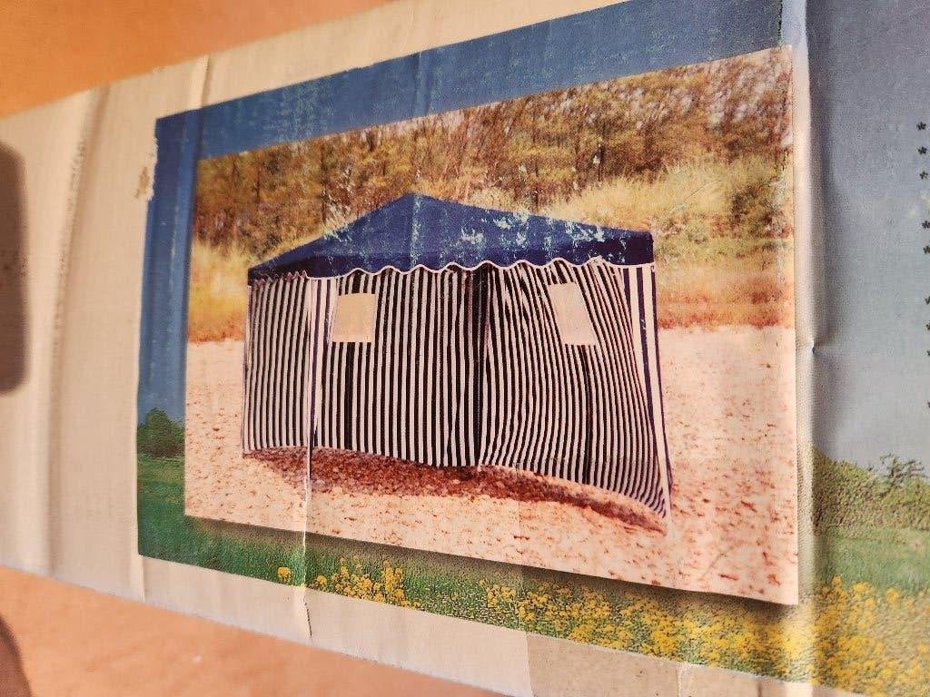 TONELLE-GAZEBO BLEUE ET BLANCHE 3M SUR 3M  PAROIS LATERALES, Ophalen, Opvouwbaar, Minder dan 4 meter, Nieuw