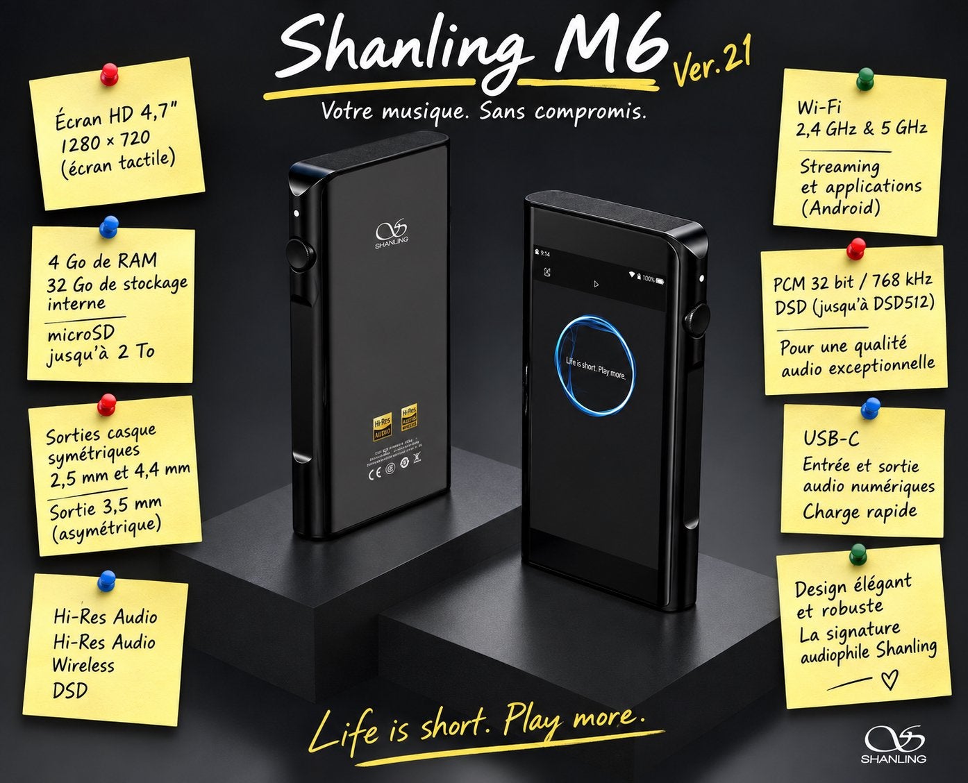 Shanling M6 Ver.21 – Baladeur audiophile Hi-Res, Enlèvement ou Envoi, Utilisé, Autres types