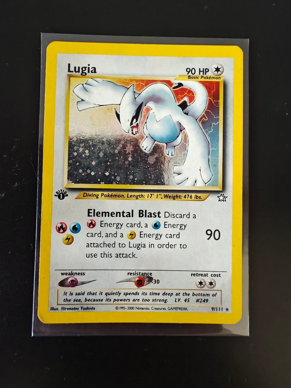 Pokémon neo genesis Lugia 1st edition, Hobby en Vrije tijd, Ophalen of Verzenden, Zo goed als nieuw, Losse kaart, Foil