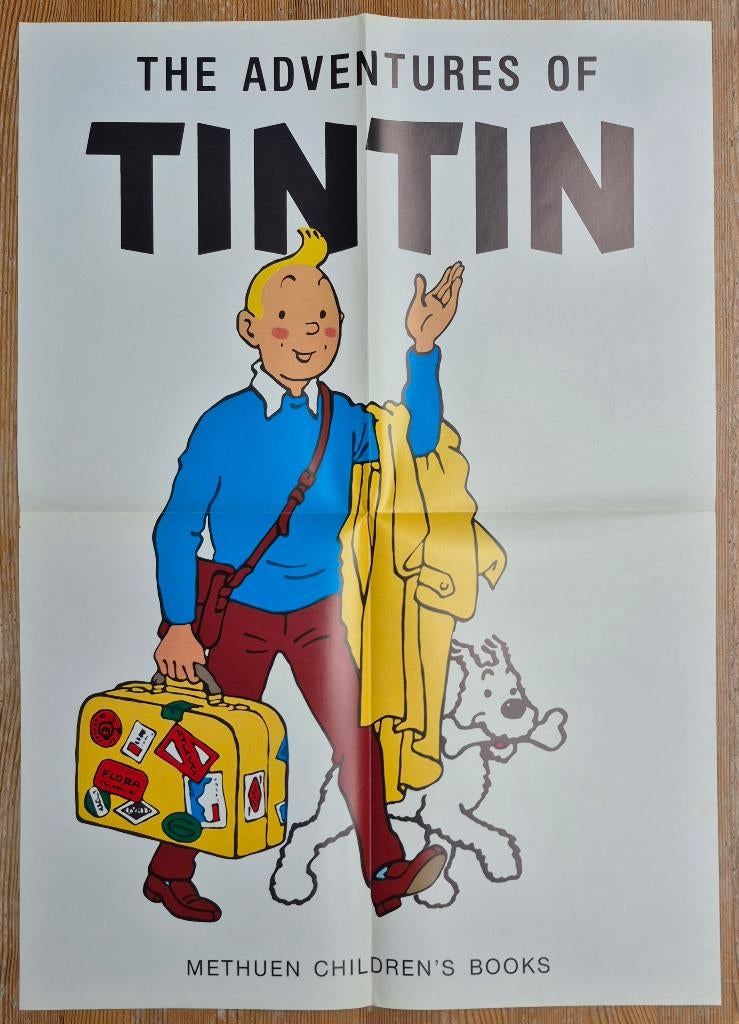 Tintin poster prospectus Methuen 1982 Hergé, Verzamelen, Ophalen of Verzenden, Kuifje, Zo goed als nieuw, Plaatje, Poster of Sticker