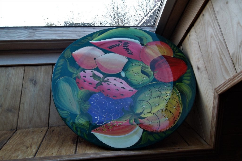Mexicaanse fruitschaal , handgeschilderd, Antiek en Kunst, Mexico, Ophalen of Verzenden, Geschilderd, Hout