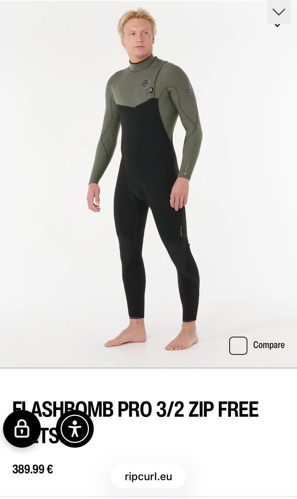 Rip Curl Flashbomb Pro 3/2 Zip Free wetsuit men, Ophalen, Zo goed als nieuw