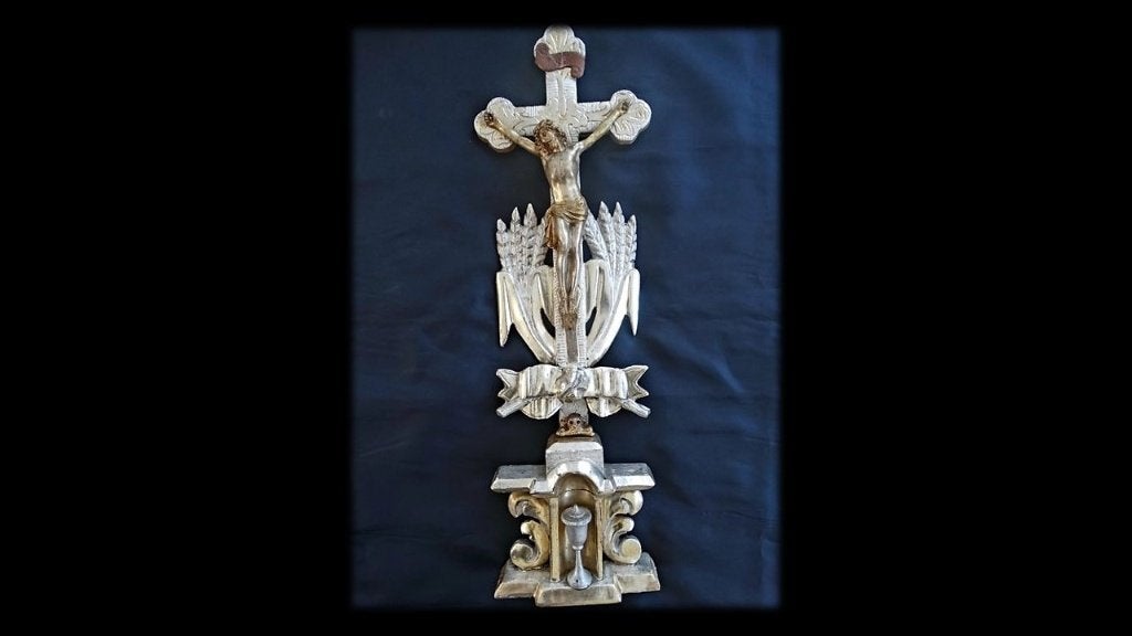 Barok Altaar Kruis - Memento Mori Tabernakel -Hout-19e eeuw, Antiek en Kunst, Ophalen