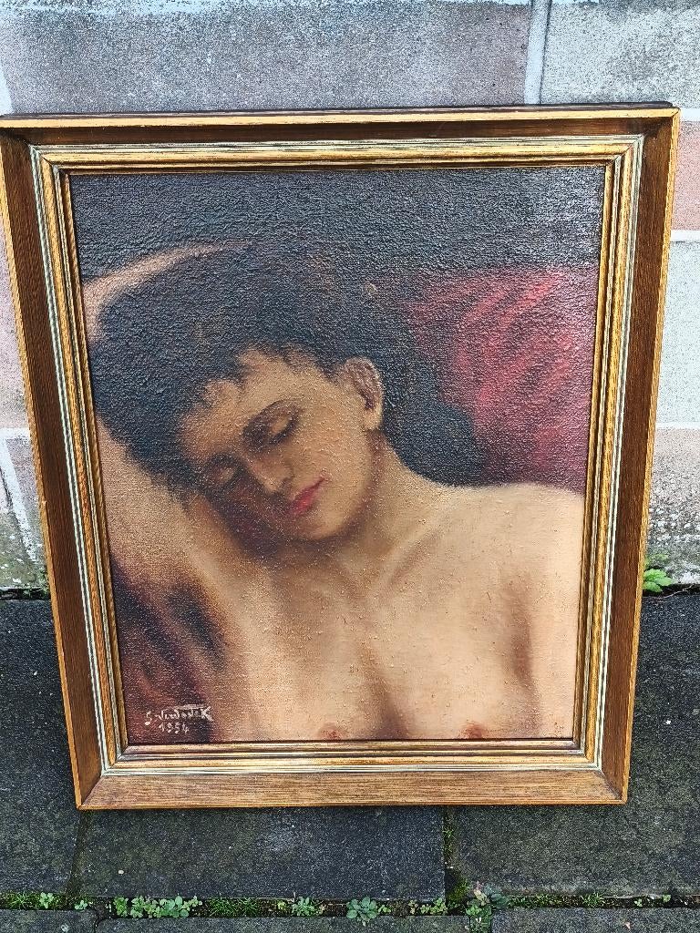 Huile sur toile femme nue signe g verdonck 1954, Enlèvement ou Envoi