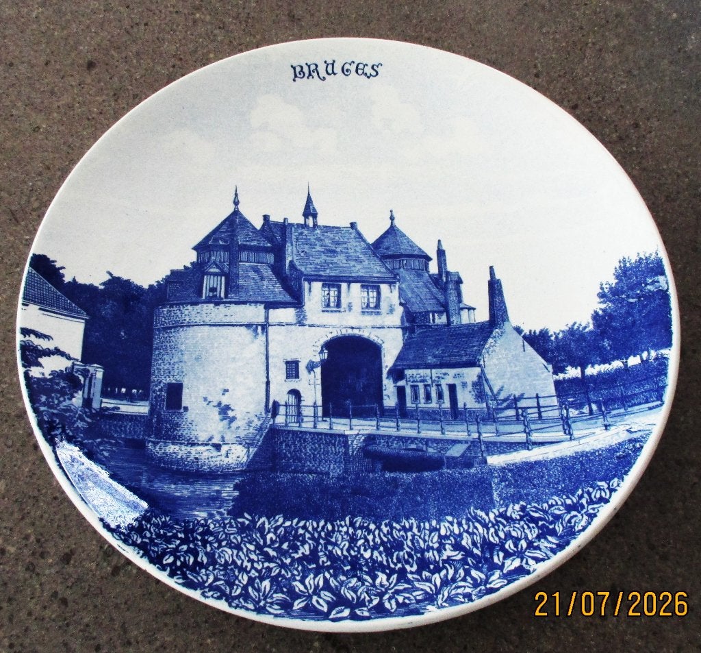 Antiek bord met een afbeelding van Brugge (Brüges)., Antiquités & Art, Enlèvement ou Envoi