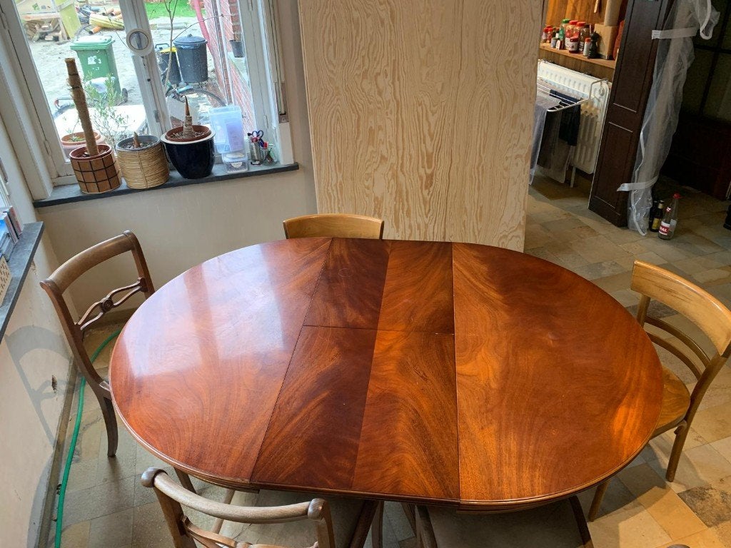 Ronde tafel uitschuifbaar, Ophalen, Gebruikt, 100 tot 150 cm, Rond