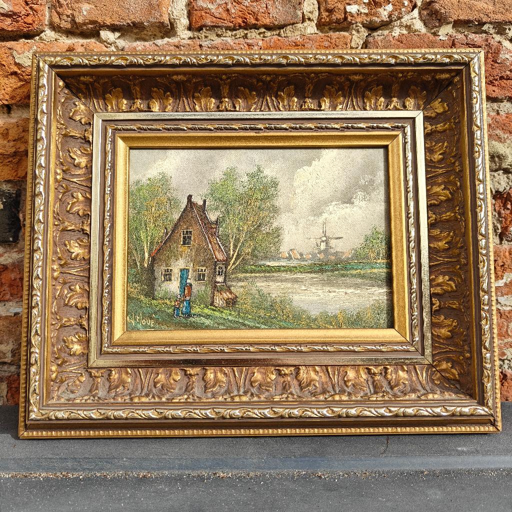 Gesigneerd schilderij van Nederlands landschap, Ophalen