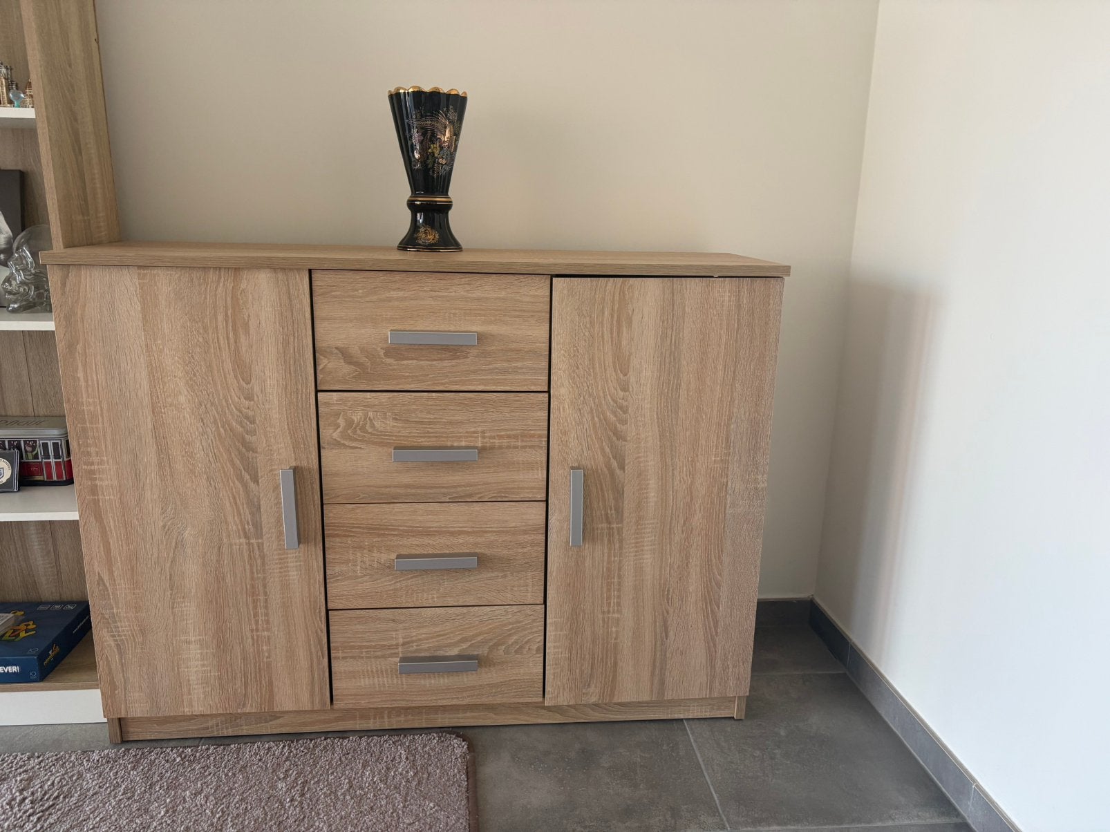 Commode Tardrup à 2 portes et 4 tiroirs 118x35x88, 3 ou 4 tiroirs, 25 à 50 cm, Moins de 100 cm, 100 à 150 cm