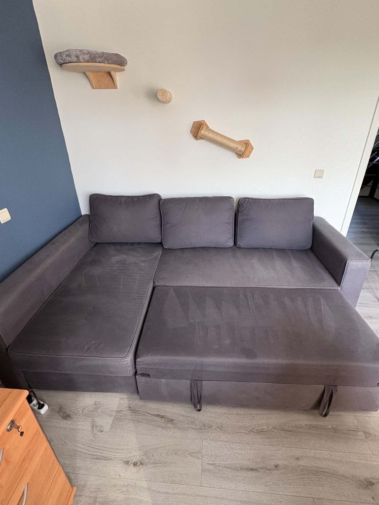 Canapé 3 places extensible bleu gris, Trois personnes, 150 cm ou plus, Banc d'angle, 200 à 250 cm