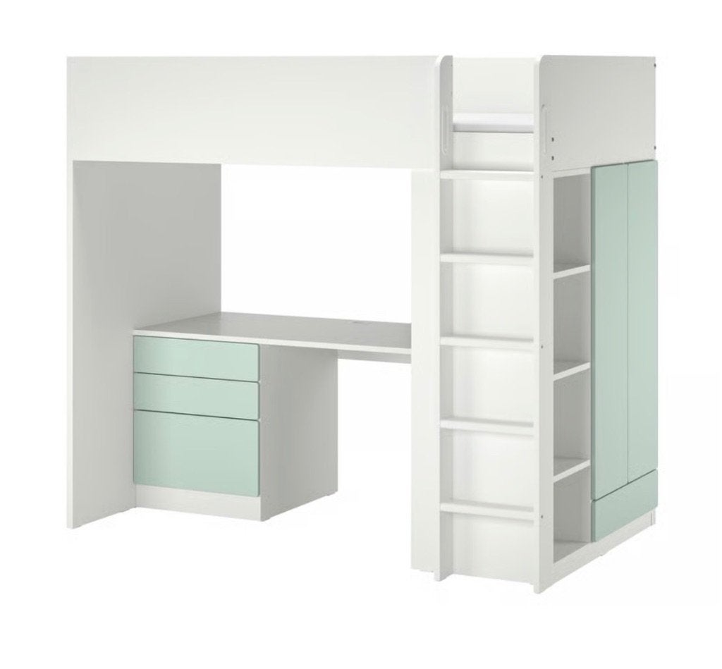 Lit mezzanine avec bureau et tiroirs, 90 cm, Enlèvement, 200 cm, 160 à 180 cm