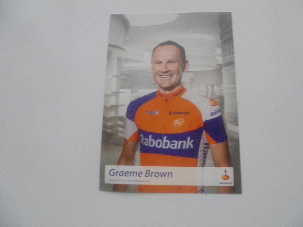 wielrenner - craeme brown, Verzamelen, Foto's en Prenten, Verzenden, 1980 tot heden, Zo goed als nieuw, Foto