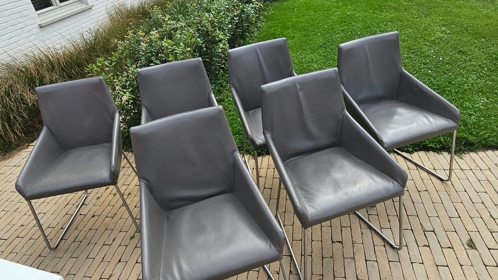 6 Stoelen Design On Stock, Huis en Inrichting, Ophalen, Zo goed als nieuw, Grijs, Leer